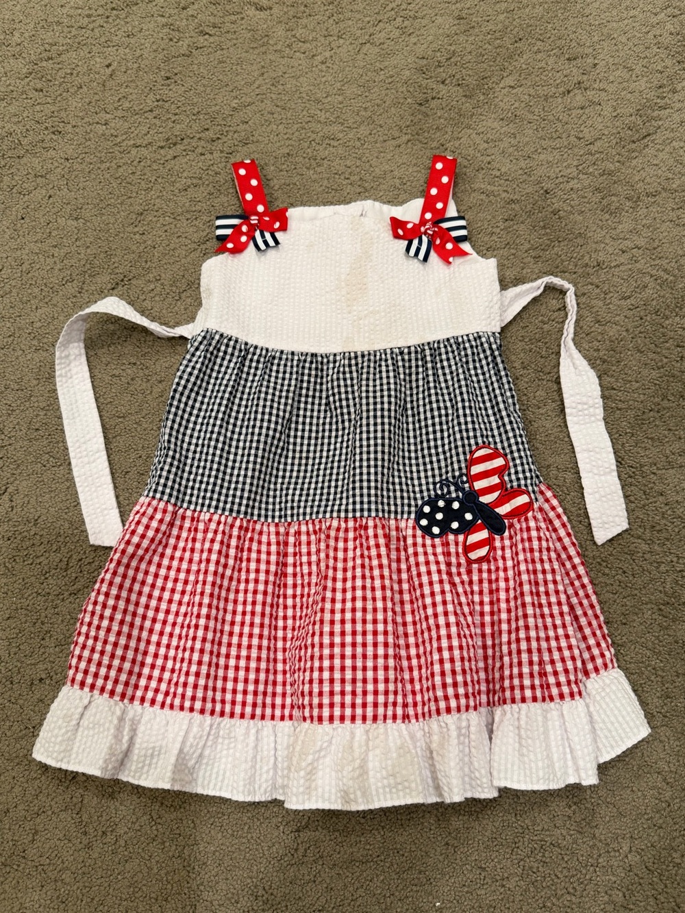 Patriotic Butterfly Seersucker Dress